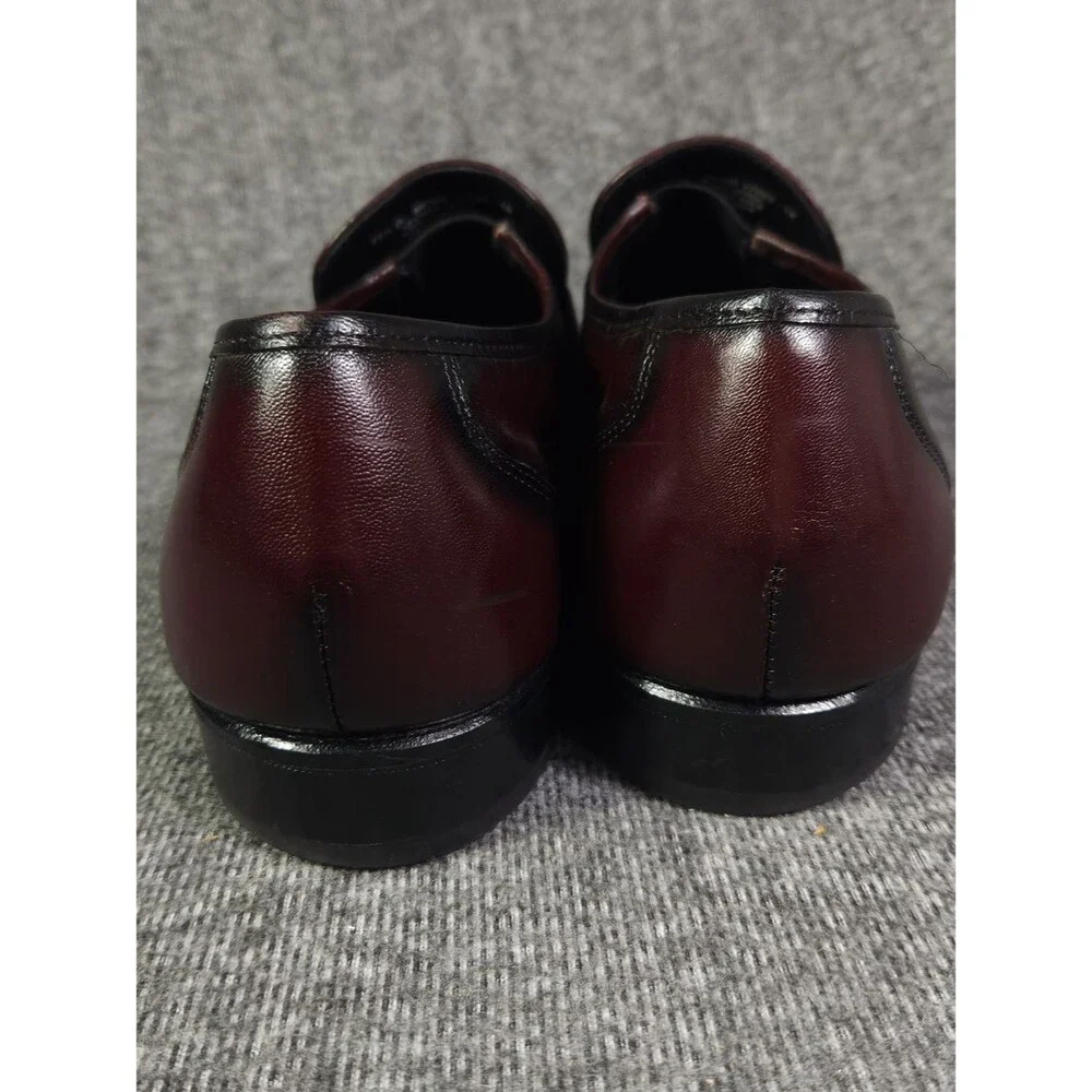 Florsheim Como Strap Loafers Mens 11.5 B Burgundy Leather Slip On Dress Shoes